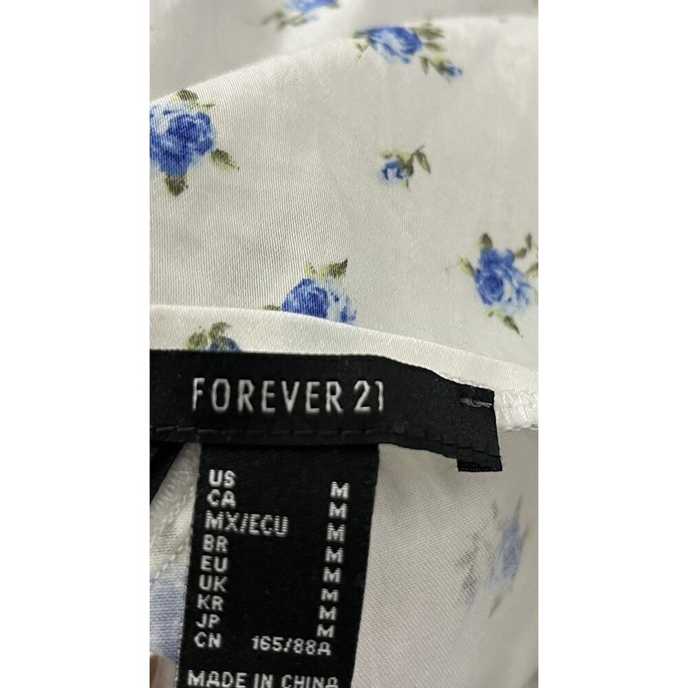 Floral Dress Blue White Medium Milk Maid Farmhouse Mini Forever 21 Y2K Cottage - Picture 10 of 11